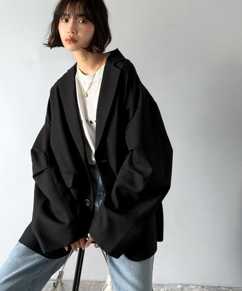 【classical origin】「際立つ、風格。」袖タックオーバーサイズジャケット（長袖）／Tucked sleeves oversized jacket ao1265014
