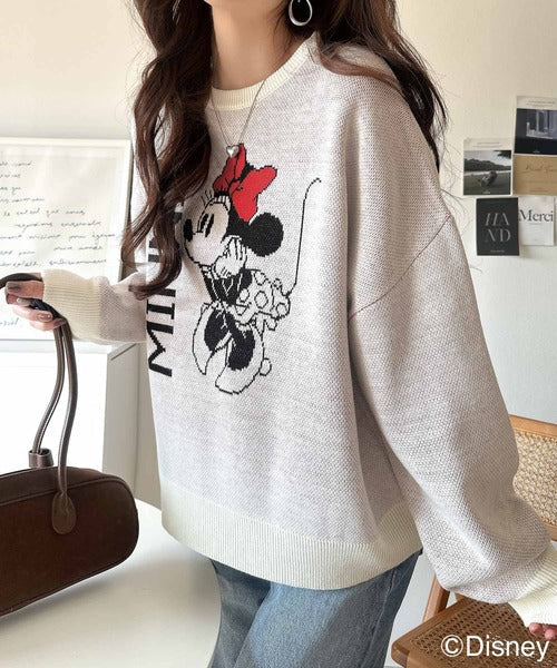 数量限定！存在感たっぷり、大人可愛い♪「ディズニー」「ミニー」ジャガードビッグシルエットニット ce1330065