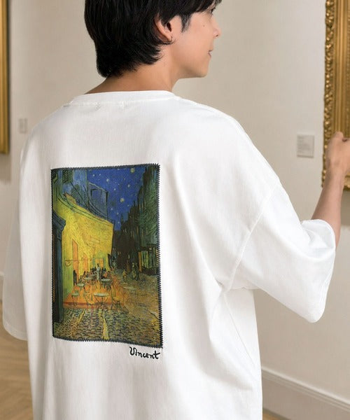 《ゴッホ絵画グラフィック》ステッチ刺繍MIXデザイン 高機能半袖Tシャツ【接触冷感・UVカット機能付き】【JaVaジャバコラボ】 jo1150093