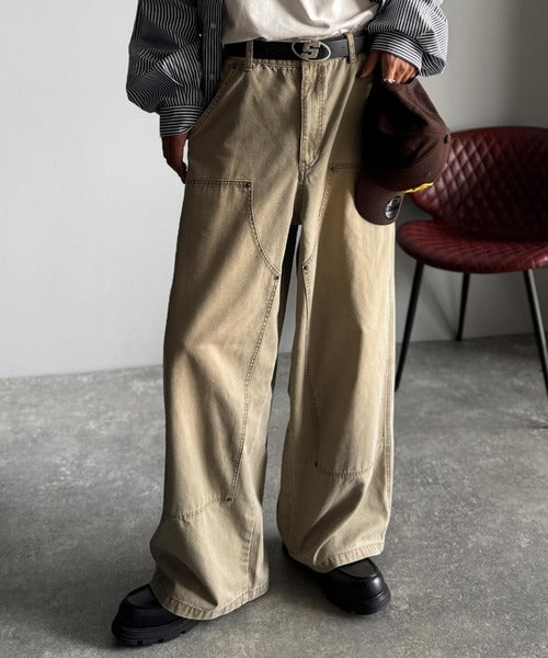 【Classical Origin】「無骨さを纏う。」綿100％ダック素材ダブルニーデザインパンツ／Duck Fabric Double Knee Detail Pants co1150058