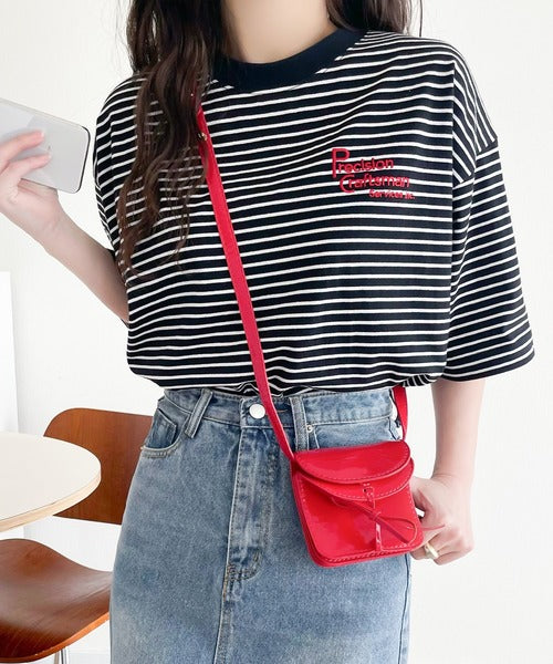 大人の上級カジュアル。綿100％ワンポイント刺繍ロゴTシャツ ce1050183