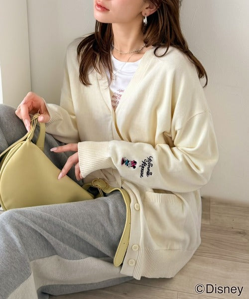 数量限定！リンクコーデも楽しめる♪綿100%「ディズニー」袖刺繍カーディガン ce1330066