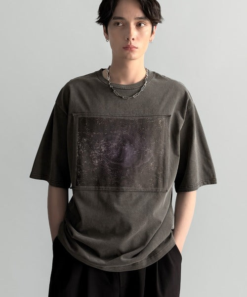 「オリジナリティ。」ピグメント加工ダブルレイヤーデザインプリントTシャツ／Pigment-Dyed Double-Layered Design Print T-Shirt co1010002
