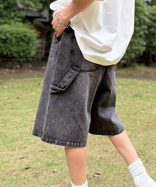 「新定番ハーフデニム。」ベルトデザイン ペインター ハーフデニムパンツ／Belted Design Painter Half Denim Pants co1150029