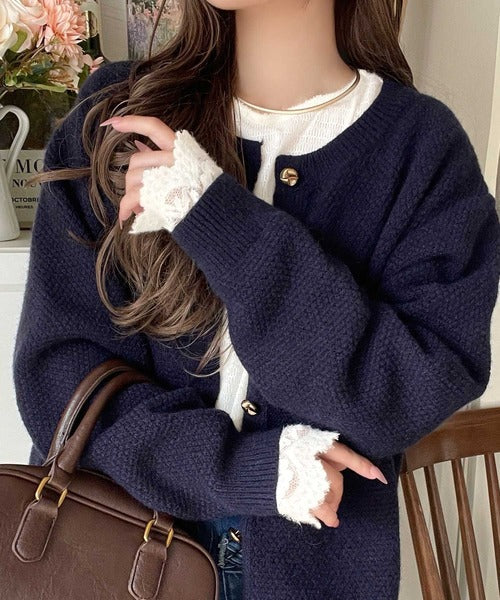 手元から華やぐ♪シーズンムード抜群、袖フラワーレース起毛トップス ce1010505