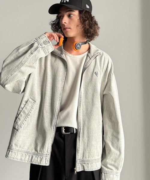【Classical Origin】Vintage-Washed High-Neck Denim Jacket／ヴィンテージ加工ハイネックデニムジャケット co1010029