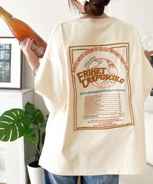 《JaVaジャバコラボ》背中で語る。綿100％バックグラフィック刺繍Tシャツ（半袖） jv1050357