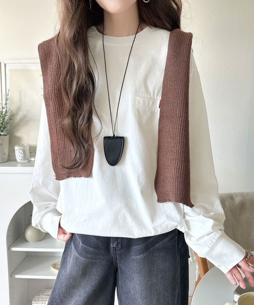 《JaVa ジャバコラボ》シンプルなのに格上げ。綿100％シルケット素材裾ドロストオーバーサイズTシャツ（長袖） jv1050408