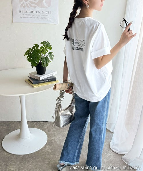 【Sanrio characters/サンリオキャラクターズ】人気キャラ大集合！はぴだんぶいバック刺繍ビッグTシャツ(半袖) ce1350004