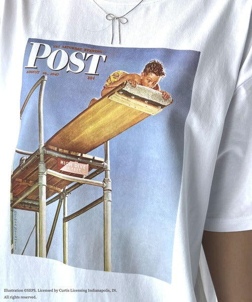 『THE SATURDAY EVENING POST』×クラシカルエルフ 別注グラフィックTシャツ【Boy on High Dive】 ce1260279