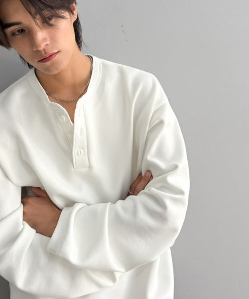 《JaVaコラボ》ラフに着るほど、サマになる。ダンボール素材ヘンリーネックTシャツ（長袖） jo1010077