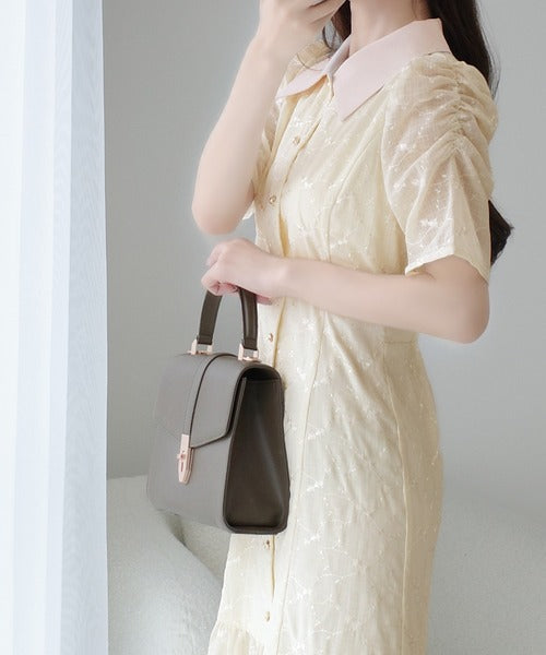【mily bilet】おしゃれと高級感の絶妙なバランス。花刺繍ガーゼレトロシャツワンピース mi1139086