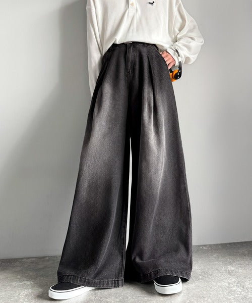 【Classical Origin】「Aライン即完成。」変形3タックスーパーワイドデニム／Unique Three-Tuck Super Wide Denim co0900005