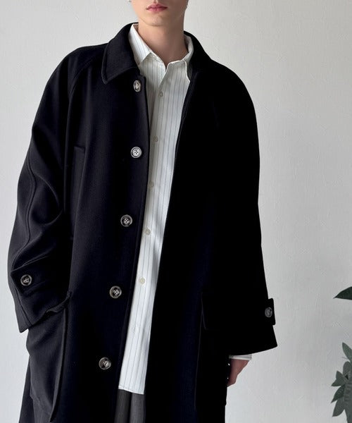【Classical Origin】「上品さ、極まる」。ロング丈比翼2way衿ステンカラーコート／Long-length concealed 2way bal collar coat ao1265006