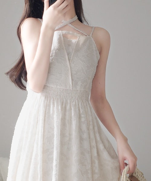 【mily bilet】華やかに魅力引き立つ。シアージャガードチョーカーキャミワンピース(ロング) mi1019067