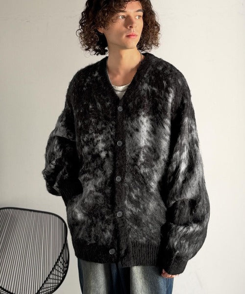 【Classical Origin】「まるで毛布。」モヘアライクシャギー素材Vネックカーディガン／Mohair-Like Shaggy Knit V-Neck Cardigan co0780003