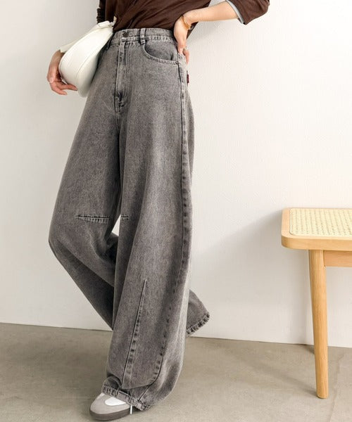 《JaVaジャバコラボ》ゆるっと可愛い、最旬シルエット。バレルレッグワイドカーブデニムパンツ jv1400004