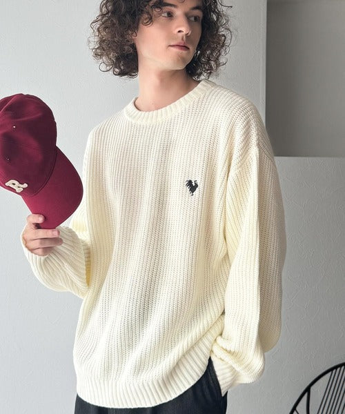 【Classical Origin】「究極スタンダード」畔編みオーバーサイズクルーネックセーター ／Oversized Ribbed Knit Crew Neck Sweater co0780012