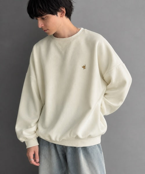 《JaVaジャバコラボ》刺繍が映える"ゆるっと"スウェット。胸刺繍ライトウェイト裏起毛ドルマントレーナー jo0780030