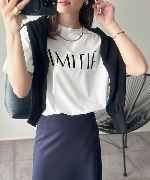 ワンランク上の大人シンプルベーシック。シルケット加工フロッキープリントTシャツ（半袖） ce1020202