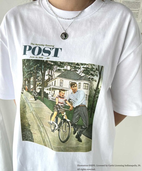 『THE SATURDAY EVENING POST』×クラシカルエルフ 別注グラフィックTシャツ【Bike Riding Lesson】 ce1260283