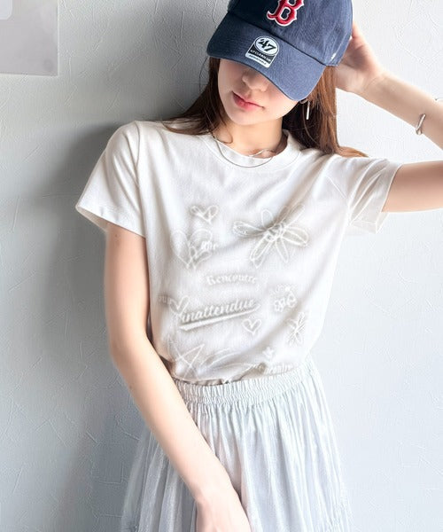 【mily bilet】大人可愛い最旬プリント柄。スプレーライクプリントコンパクトTシャツ（半袖） mi1329024