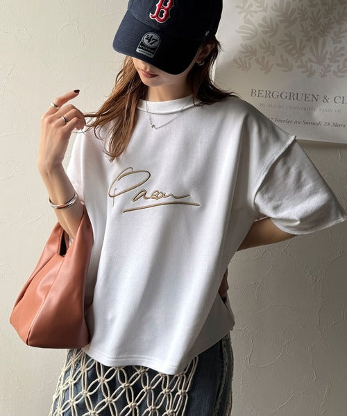 《JaVaジャバコラボ》大胆ロゴで魅せる。前後2way裏毛胸元PAEANロゴ半袖Tシャツ jv1260422