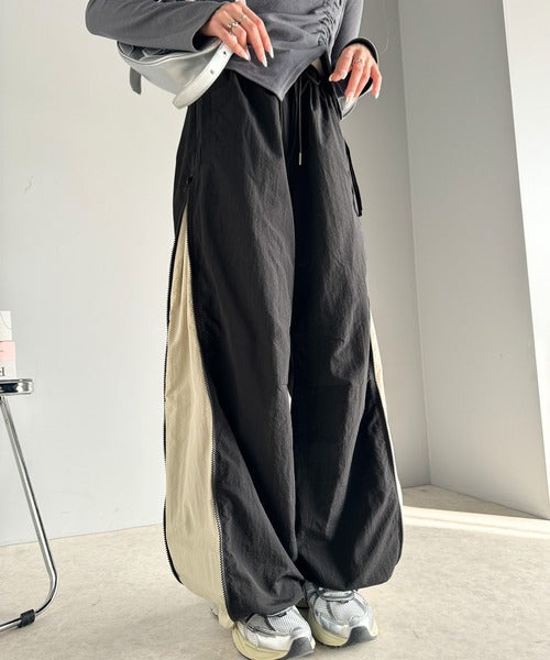 《Javaジャバコラボ》スポーティー＆スタイリッシュ。サイドジップ配色シャカシャカパンツ jv1260316