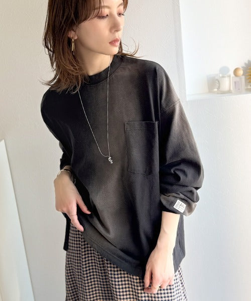 《JaVaジャバコラボ》垢抜け！大人のストリートstyleを作る。綿100％スプレーダイ加工オーバーサイズTシャツ（長袖） jv1020358