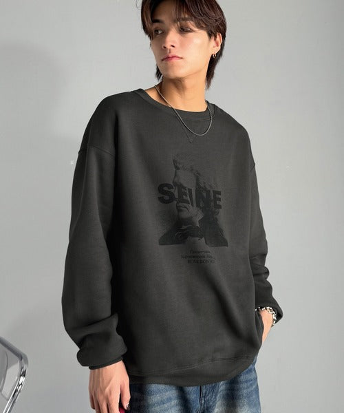【Classical Origin】肖像画裏起毛スウェット／Face Art Fleece Sweatshirt ao1330042