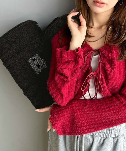 【mily bilet】ふわもこ感がたまらない主役バッグ♪ロゴ刺繍ボアボストンバッグ mi1179067
