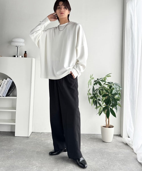 【Classical Origin】「大人シンプル。」ドルマンスリーブダンボール素材ビックTEE（長袖）／Dolman Cardboard Big Tee ao1260455