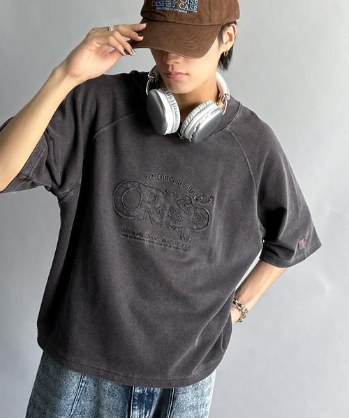《JaVa ジャバコラボ》裾はドロストでお好みのシルエットに。ヴィンテージライクな半袖ロゴスウェット jm1029126