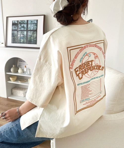 《JaVaジャバコラボ》背中で語る。綿100％バックグラフィック刺繍Tシャツ（半袖） jv1050357