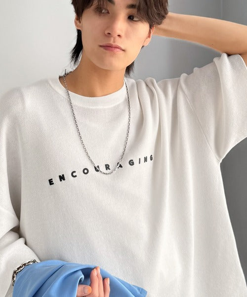 《JaVaジャバコラボ》Tシャツにはない品格を。ロゴプリントオーバーサイズサマーニットプルオーバー jm1050364