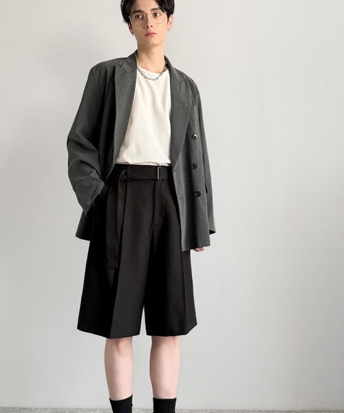 「涼やか上品。」ベルト付きルーズシルエットショートスラックス／Belted Design Loose Silhouette Short Slacks co1150020