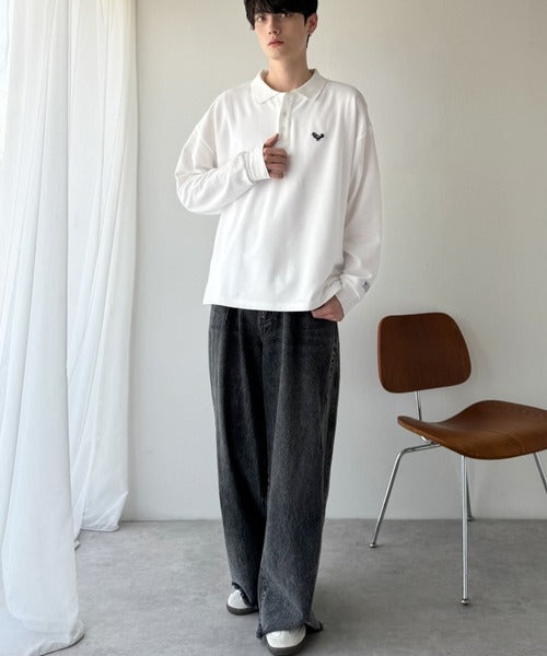 【Classical Origin】「上質な日常。」胸刺繍入り鹿の子ポロシャツ（長袖）／Embroidery Basic Polo Shirt co1150052