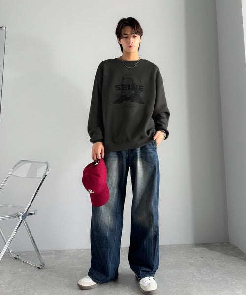 【Classical Origin】肖像画裏起毛スウェット／Face Art Fleece Sweatshirt ao1330042