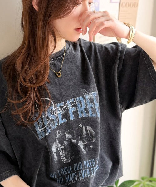 《JaVaジャバコラボ》キャッチーな個性派スタイル。綿100％前後2wayアシッドウォッシュビッグロックTシャツ(半袖） jv1260545