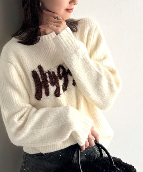 【mily bilet】フェザージャガードロゴミックスニットプルオーバー（長袖） mi1329055