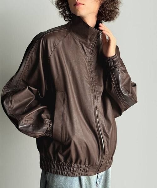 【Classical Origin】High-Neck Leather Track Jacket／ハイネックレザートラックジャケット co1150040