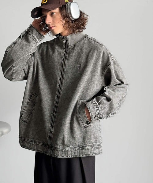 【Classical Origin】Vintage-Washed High-Neck Denim Jacket／ヴィンテージ加工ハイネックデニムジャケット co1010029