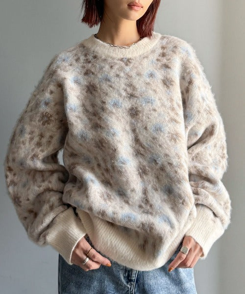 【classical origin】「ヴィンテージな存在感。」アンティークラグモチーフ柄ニットトップス（長袖）/Antique rug motif patterned knit ao1260469