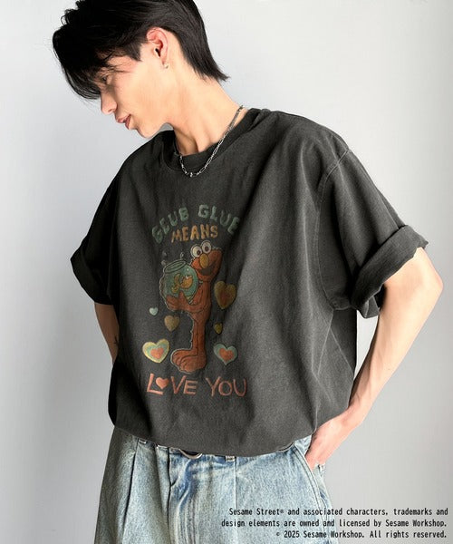 大人カジュアルにハマる。綿100％セサミキャラピグメント加工ビッグTシャツ cm1330004