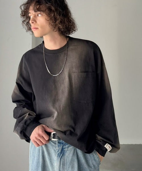 《JaVaジャバコラボ》垢抜け！大人のストリートstyleを作る。綿100％スプレーダイオーバーサイズTシャツ（長袖） jm1020358