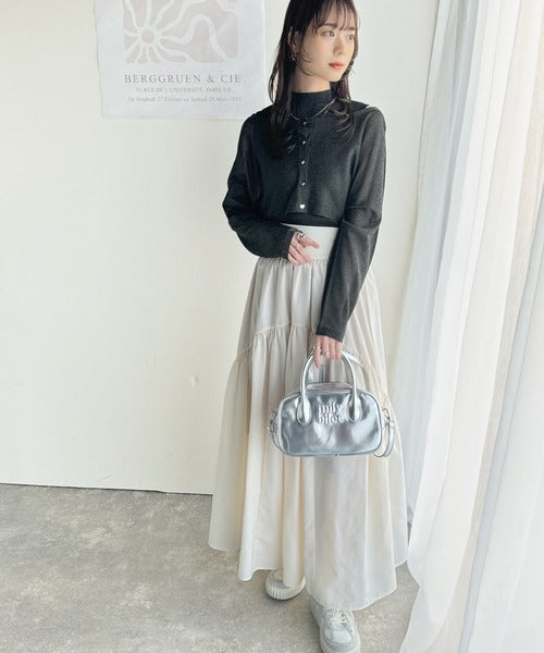 【mily bilet】上品さと可愛らしさを兼ね備えた、オフショル２WAYラメシアーニットアンサンブル（カーディガンセット） mi1029105