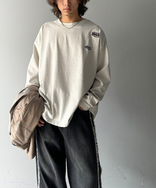 《Javaジャバコラボ》ランダムロゴ刺繍綿100%長袖カットソー jm1050219