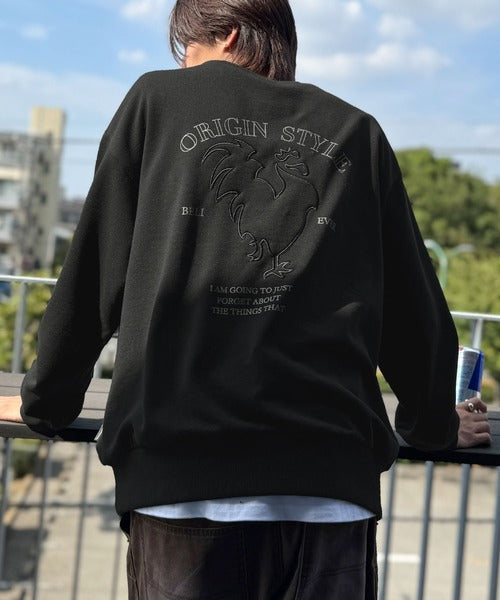 【Classical Origin】バックスタイルで魅せるベーシックな一枚。Rooster Back Embroidered Sweat Trainer／ルースターバック刺繍スウェットトレーナー co1010039