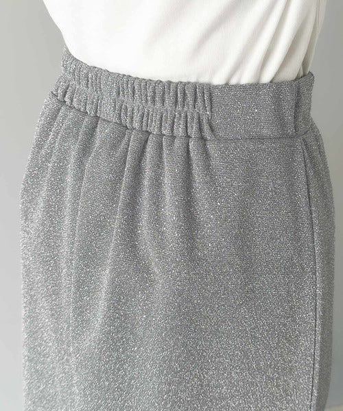 【mily bilet】華やかで上品。バックスリットIラインラメロングスカート mi1149056