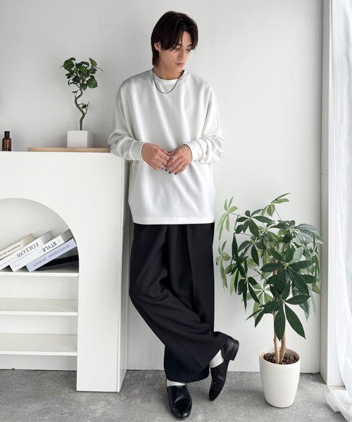 【Classical Origin】「大人シンプル。」ドルマンスリーブダンボール素材ビックTEE（長袖）／Dolman Cardboard Big Tee ao1260455